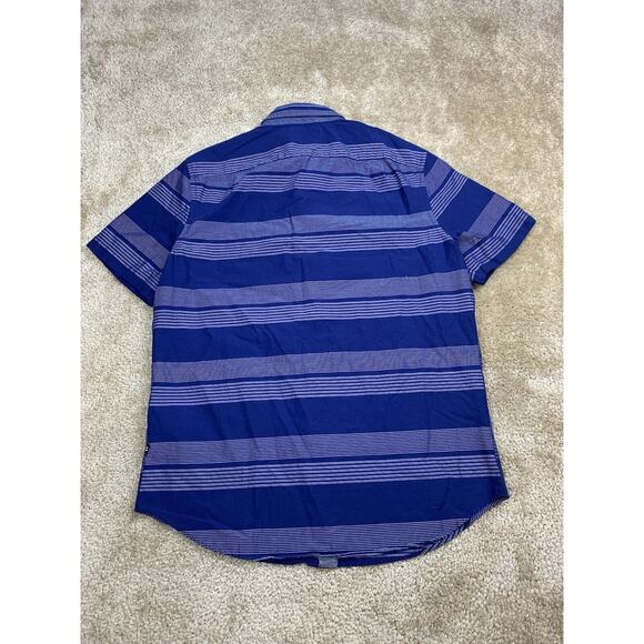 Nautica Mens Short Sleeve Shirt Small Blue White Stripes Classic Fit Stretch 750 - Picture 5 of 8